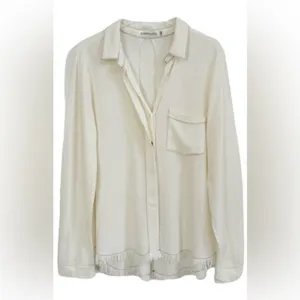 The Porter Collective Off White Cowgirl Frayed Hem Button Up Tunic Shirt 350 thumbnail 3
