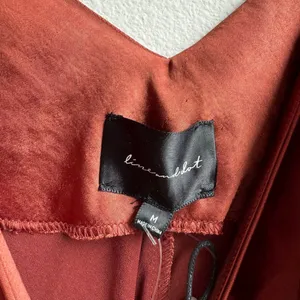 NWT Line & Dot Satin Slip Dress Burnt Orange Brown Romantic Beach Size Medium thumbnail 9