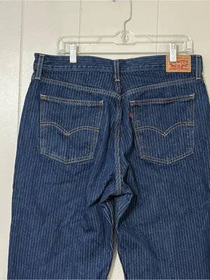 Levi’s Low Pro Pinstripe Jeans Dark Wash Straight Leg Low Rise Size 31 thumbnail 7