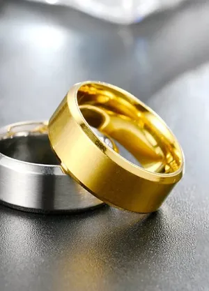 Zales Tungsten Carbide Ring. Brushed Gold Center. Comfort Fit Wedding Band. thumbnail 3