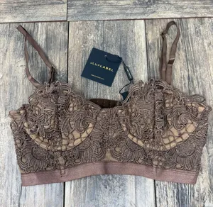 JLUXLABEL Chocolate Brown Lace Bustier Top TJL10285EL Small NWT thumbnail 1
