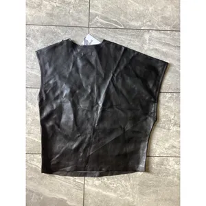 Agolde Corrine Tee Leather Draped Shell Top Black Detox A7440-1287 Women S NEW thumbnail 7