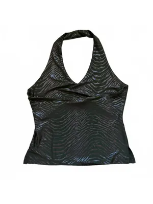 Vintage Y2K Zebra Halter Tank Top Animal Print Silvergate Green Women's Small thumbnail 4