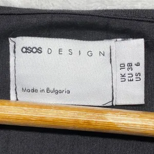 ASOS DESIGN‎ Pleated Tie Neck Babydoll Dress Black Mini Short Sleeve US 6 thumbnail 4