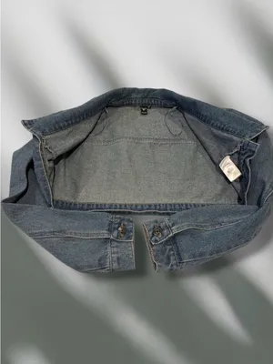 Windsor Cropped Denim Jacket Open Front Shrug Bolero Medium Wash Size M thumbnail 5