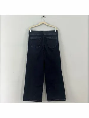 Frame Denim Triple Binding High Rise Palazzo Fife Blue Wide Leg‎ Jeans thumbnail 4