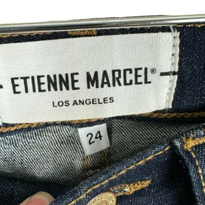 Etienne Marcel Designer Dark Wash Red Ribbon Side Zipper Cropped Jeans Size‎ 24 thumbnail 8
