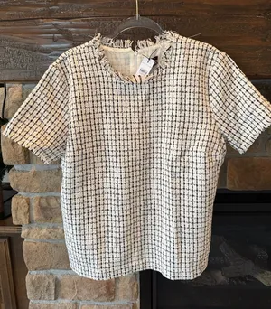 Ann Taylor Tweed Fringe Trim Top NWT thumbnail 1