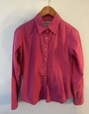 Wrangler Wrancher Womens Long Sleeve Shirt Pearl Snap Button Up Pink Medium thumbnail 1