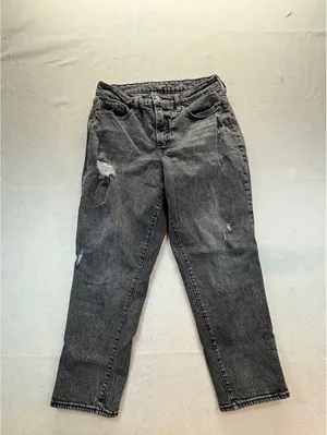 Old Navy Curvy OG Straight Jeans Women’s 10 Black Gray Distressed High Rise thumbnail 3