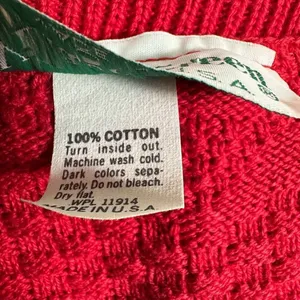 Vintage Village Green 100% cotton Red Knit Sweater Vest Size M thumbnail 3