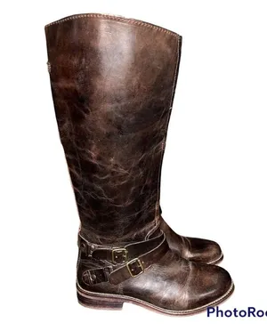 Hinge Brown Tall Distressed Leather Devin Riding Boots size 5.5 thumbnail 2