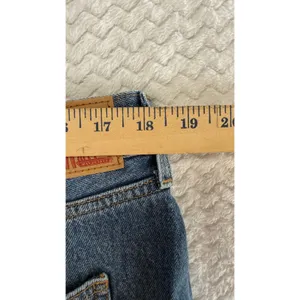 Levis Denim Midi Skirt Women 33 Blue Medium Wash Straight Back Slit 5-Pocket thumbnail 6