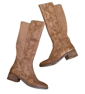 Baretraps Mallory Alligator Knee High‎ Boots 6 Brown Boho Western Comfort Shoes thumbnail 1