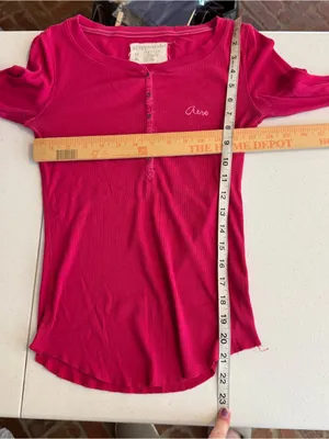 Y2K Preppy Aeropostale Long Sleeve Henley‎ Shirt Pink Slub Knit Size Medium thumbnail 7