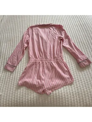 Victoria’s Secret Pink Striped PJ Pajama Sleep Romper Sz S Small thumbnail 9