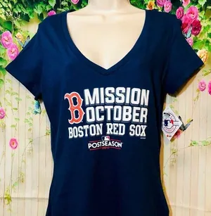 Majestic Boston Red Sox Blue Shirt Medium thumbnail 1