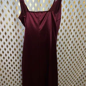 Shasa Red satin stretchy wrap dress long dress with slit formal spicy size L thumbnail 5