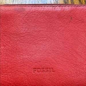 Fossil Bright Red Leather Clutch thumbnail 3
