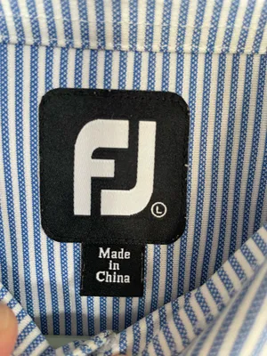 Footjoy Mens Short Sleeve Stripes Polo Golf Shirt Size Large Blue/White thumbnail 3