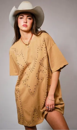Studded western T-shirt dress thumbnail 1