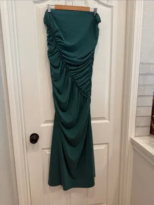 By Anthropologie rouched strapless teal maxi dress thumbnail 3