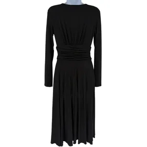 Max and Cleo Fit Flare Dress Sz M Mob Wife Glam Cocktail Plunge Neck Sexy Black thumbnail 6