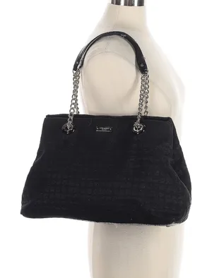 Kate Spade Tote Bag Womens Black Chain Shoulder Purse Shimmer Jacquard Handbag thumbnail 1