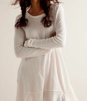 NWT FREE PEOPLE Tate Pointelle Tunic- Ivory Combo $78 MSRP thumbnail 1