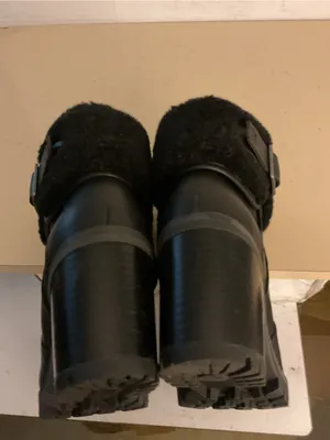 UGG women Black leather shearling platform waterproof heel boots US 7.5 thumbnail 5