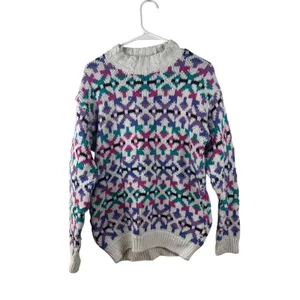 Vintage 62 East Women's Small Colorful Geometric Pattern‎ Mock Neck Sweater thumbnail 2