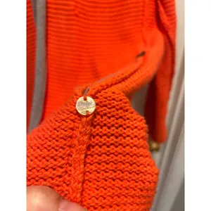 Pure Handknit for Fresh Produce Orange Cotton Knit Hooded Cardigan‎ Sweater L/XL thumbnail 4