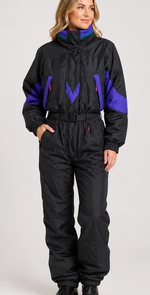 Helly Hansen Vintage Transitional Ski Suit Snowboard Black Purple Large thumbnail 1