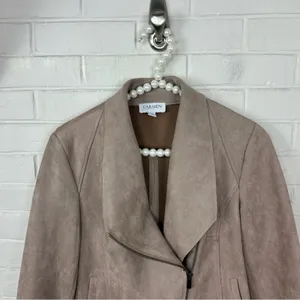 Carmen Carmen Marc Valvo Faux Suede Leather Moto Jacket Size S thumbnail 4