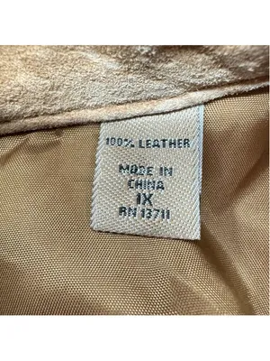 Vtg Tan Genuine Suede Jacket Peplum Button Front Y2K Fall Leather 90s Size 1X thumbnail 9