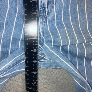 American Eagle Pinstripe Mom Jeans 4 29x27 Blue Retro High Waisted Tapered Leg thumbnail 8