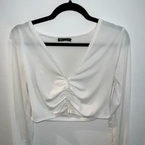 ZARA White Ruched Crop Top thumbnail 9
