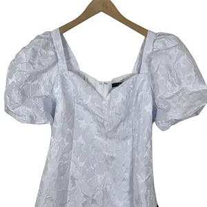 NWT Lulus Beyond Amazing White Floral Jacquard Puff Sleeve Mini Dress Size Large thumbnail 4