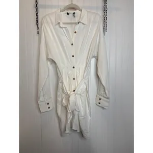 NWOT Lulus Charming Confidence White Collared Button-Up Mini Dress Size Large thumbnail 2
