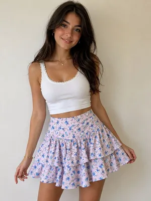 Zara FLORAL SATIN EFFECT MINI SKIRT 7385/043 Small thumbnail 1