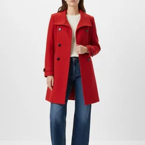 Charlotte Russe Red Wool Pea Coat Small Long Double Breasted Peacoat thumbnail 2