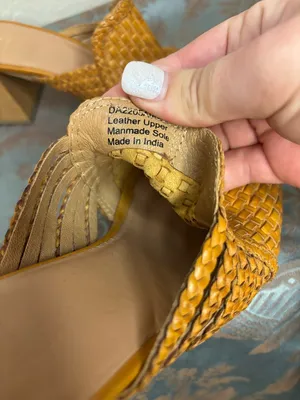 Downeast Natural Tan Leather Woven Open Toe Heeled Mule Size 10 thumbnail 9