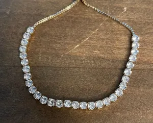Cubic Zirconia Adjustable Slide Tennis Bracelet Gold thumbnail 2