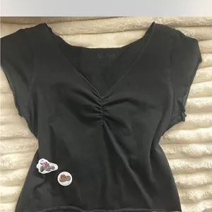 Brandy Melville Black Fitted Ruched Blouse thumbnail 1