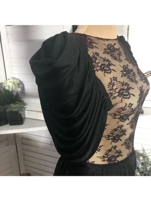 Vintage Black Dress Lace backless Puffed Sleeve whimsigoth dark fairy coquette thumbnail 4