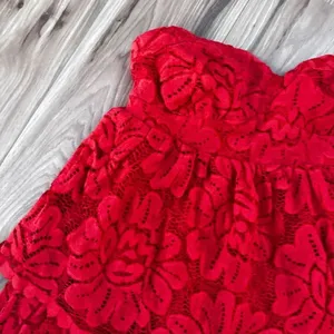 MAEVE x ANTHROPOLOGIE | Strapless Layered Mini Dress Lace Red Orange | Small thumbnail 4