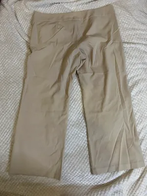 Check It Out Plus 2X Stretchy Bell Bottom Capris Slacks Tan thumbnail 2