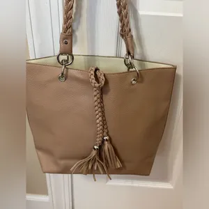 Taupe Faux leather tote thumbnail 4