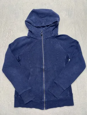 Lululemon Women's Scuba Hoodie Full Zip Dark Blue Yoga pocket stretch Size 8 thumbnail 1
