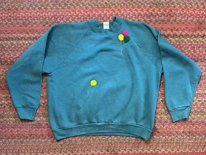 Vtg Fruit Of The Loom Teal Balloon Sweatshirt thumbnail 1